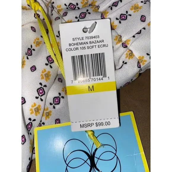 NWT CeCe Medium Lined Elastic Waist Ruffle Like Bottom Boho White Paisley Skirt - Picture 8 of 12